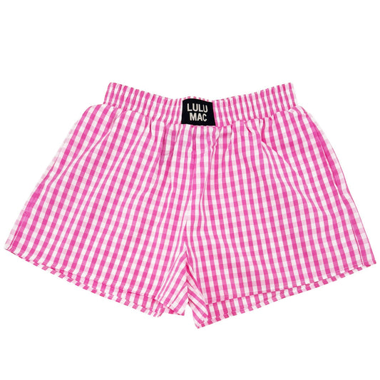 BXGH-PINK GINGHAM BOXER SHORT: PINK / Large