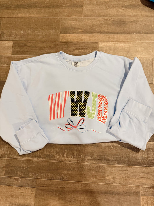 WWJD light blue Crewneck