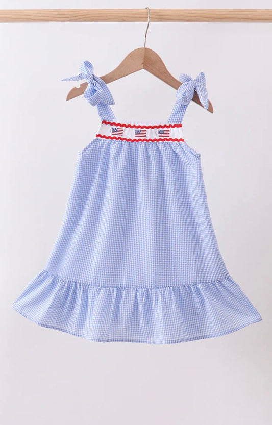 Blue Flag Ruffle Dress